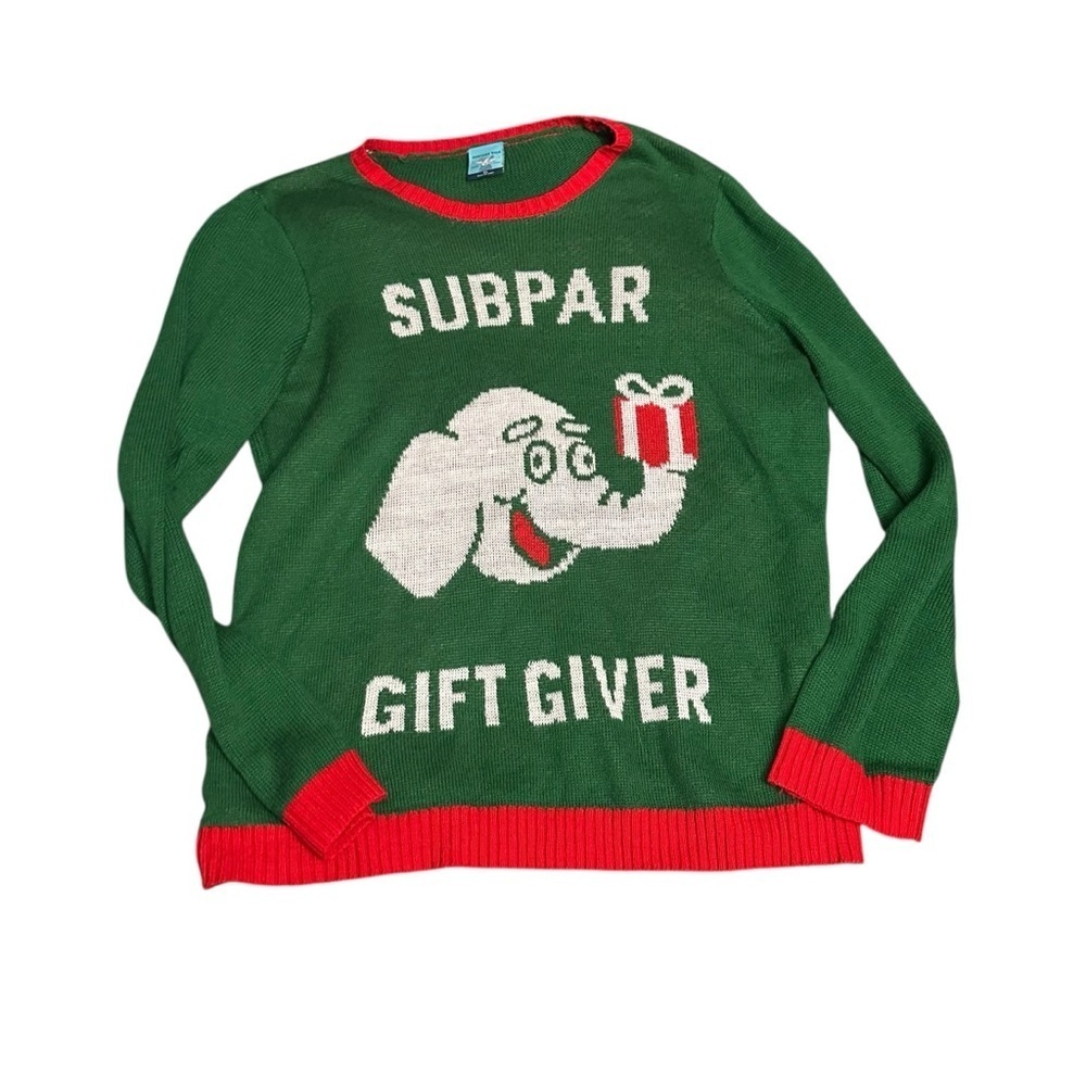 Festive Green and Red Crewneck Sweater